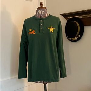 Vintage Cotton Deluxe Fall Appliqué Long Sleeve Henley